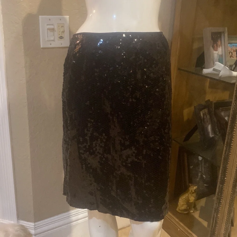 INC International Concepts Black Sequins Beaded Pencil Skirt Sz 6P - Picture 2 of 5
